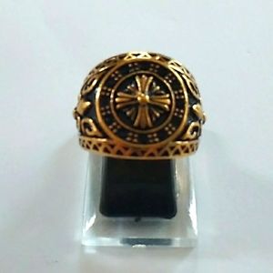 Ring Cross Gothic Gold Plated STAINLESS STEEL